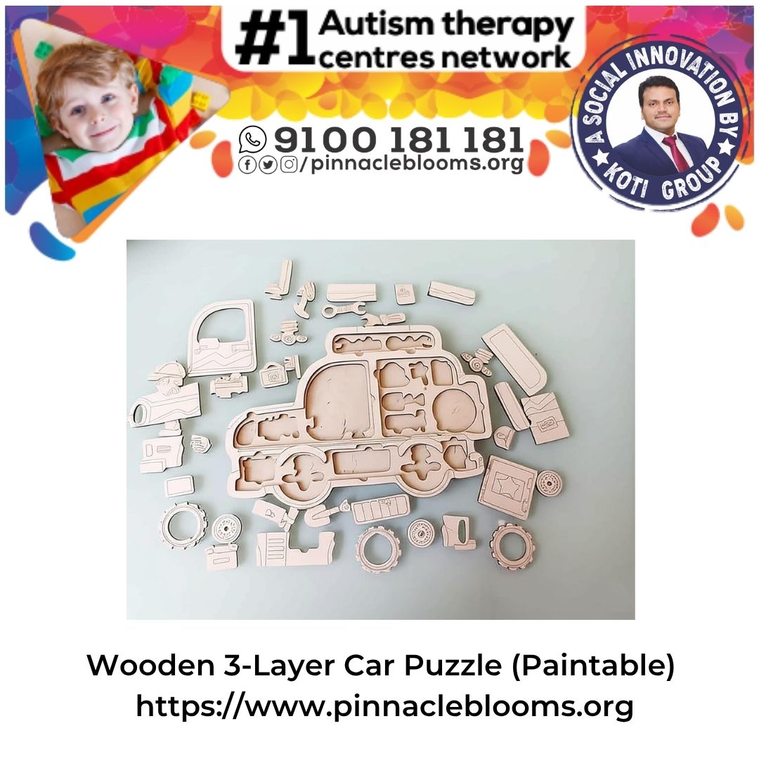 Wooden 3-Layer Car Puzzle (Paintable)