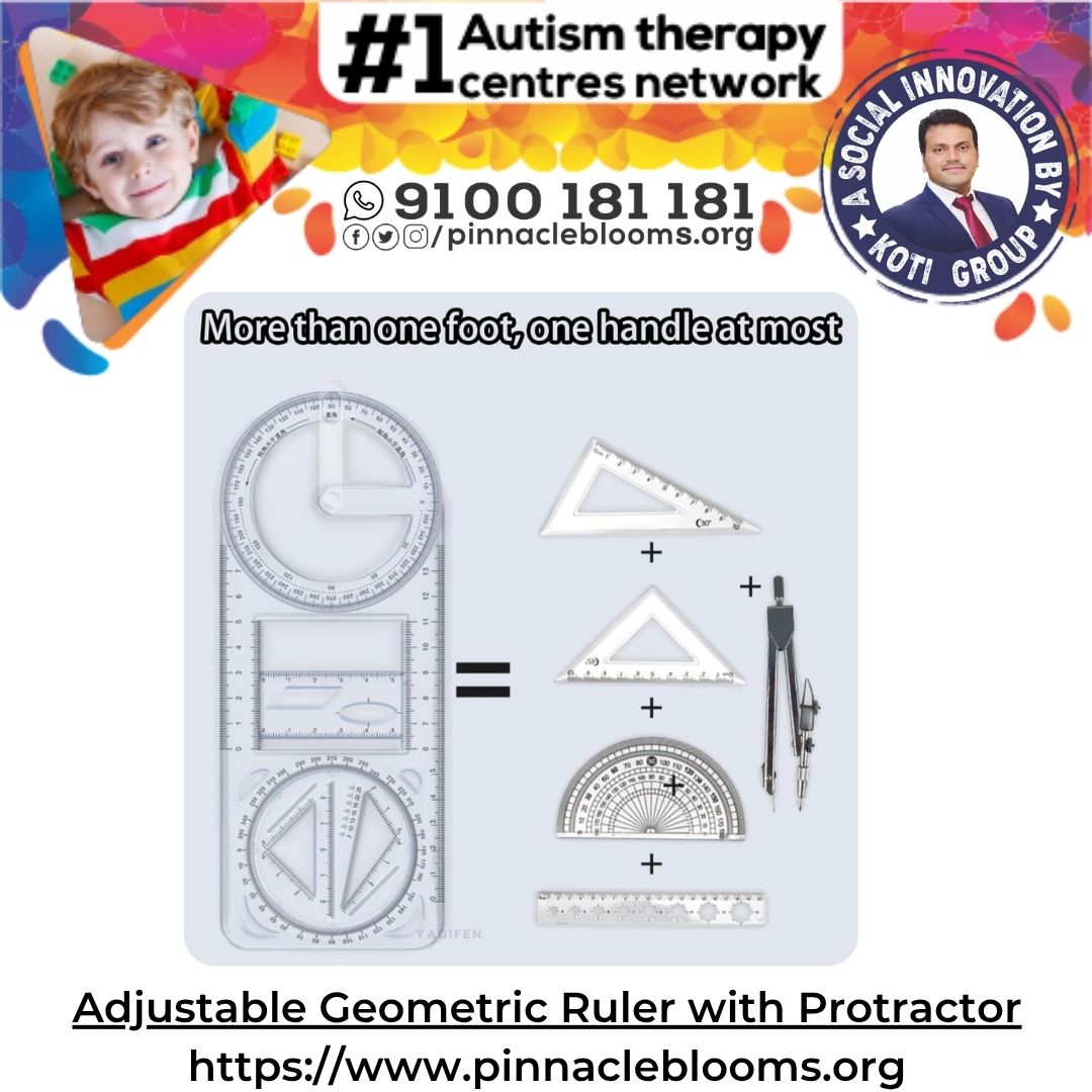Adjustable Geometric Ruler with Protractor