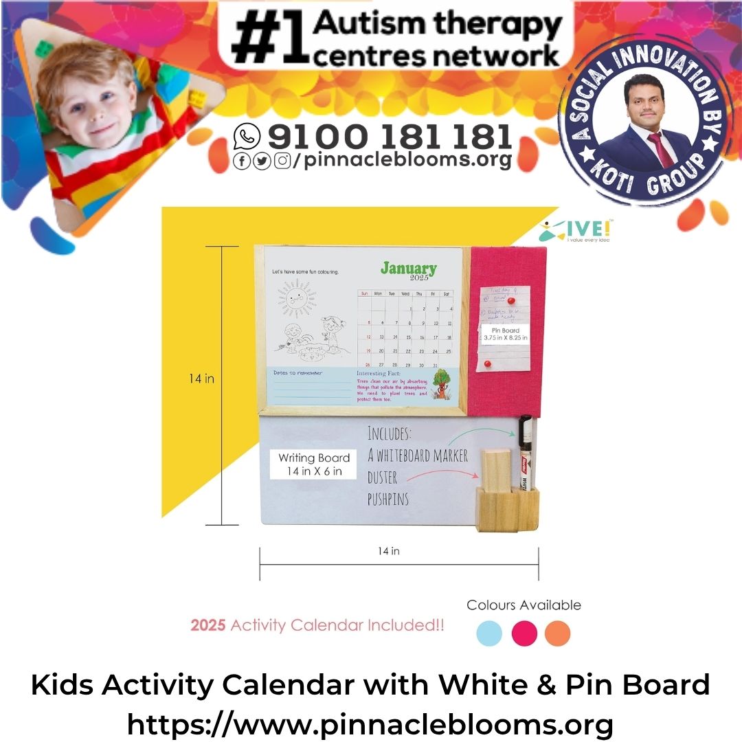 Kids Activity Calendar with Whiteboard & Pin Board