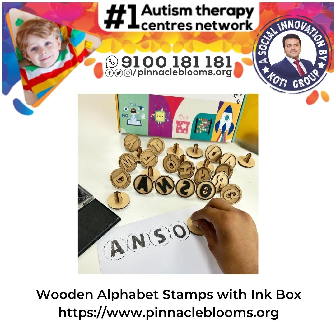 Wooden Alphabet Stamps with Ink Box