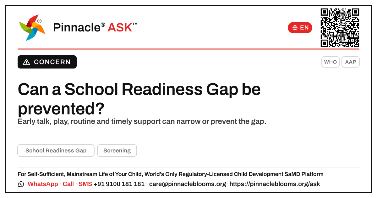 Can a School Readiness Gap be prevented? — Pinnacle Ask answer card with a short explanation and QR link