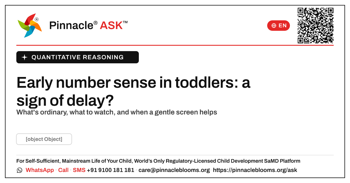 Could difficulty with quantitative reasoning be a sign of developmental delay? — Pinnacle Ask answer card with a short explanation and QR link