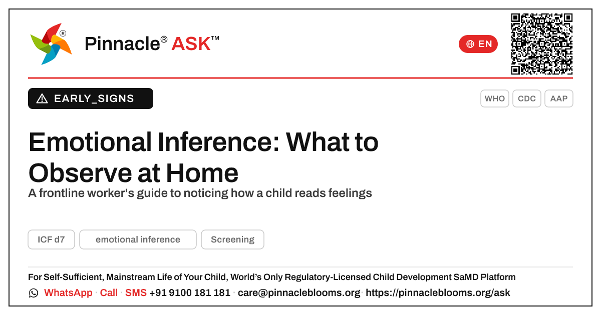 Observing Emotional Inference During a Home Visit — Pinnacle Ask answer card with a short explanation and QR link