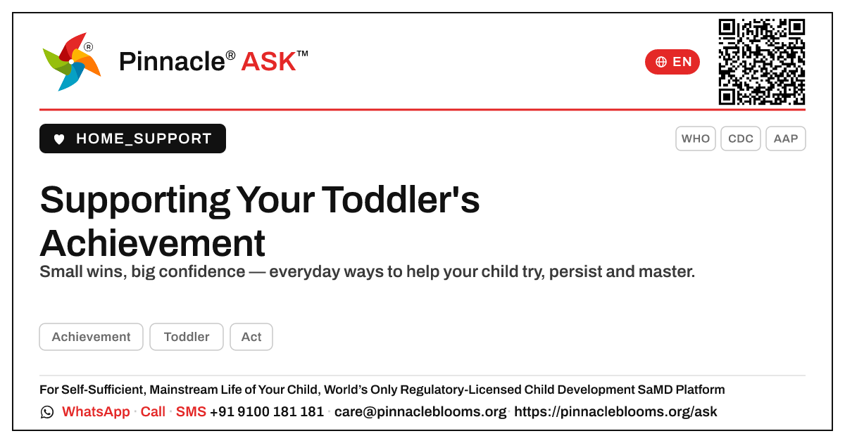 How can I support my child's Achievement? — Pinnacle Ask answer card with a short explanation and QR link