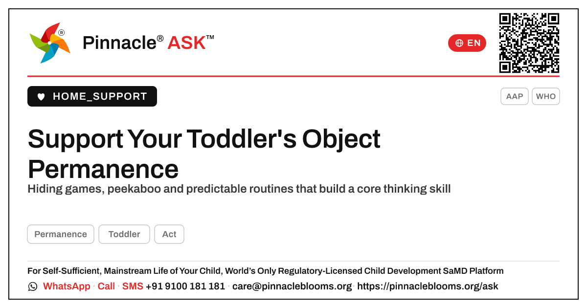 How can I support my child's Permanence? — Pinnacle Ask answer card with a short explanation and QR link