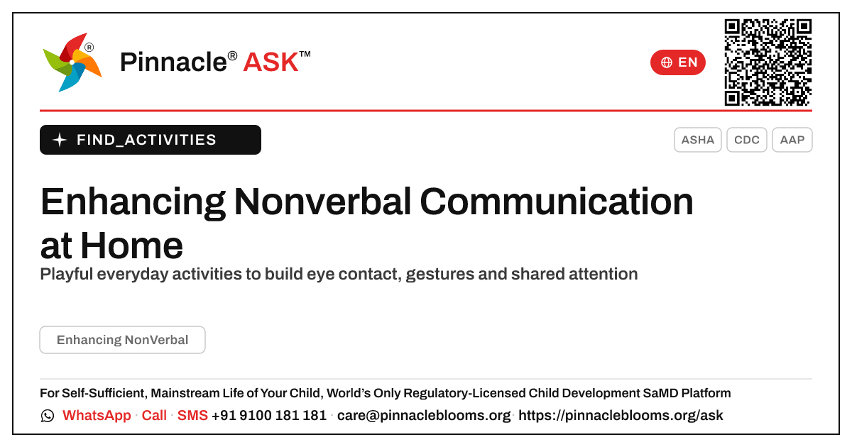 How to Enhance Nonverbal Communication at Home — Pinnacle Ask answer card with a short explanation and QR link