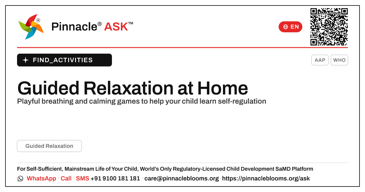 How can I work on Guided Relaxation with my child at home? — Pinnacle Ask answer card with a short explanation and QR link