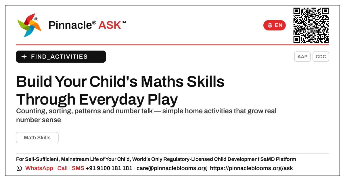 How to Work on Maths Skills With Your Child at Home — Pinnacle Ask answer card with a short explanation and QR link