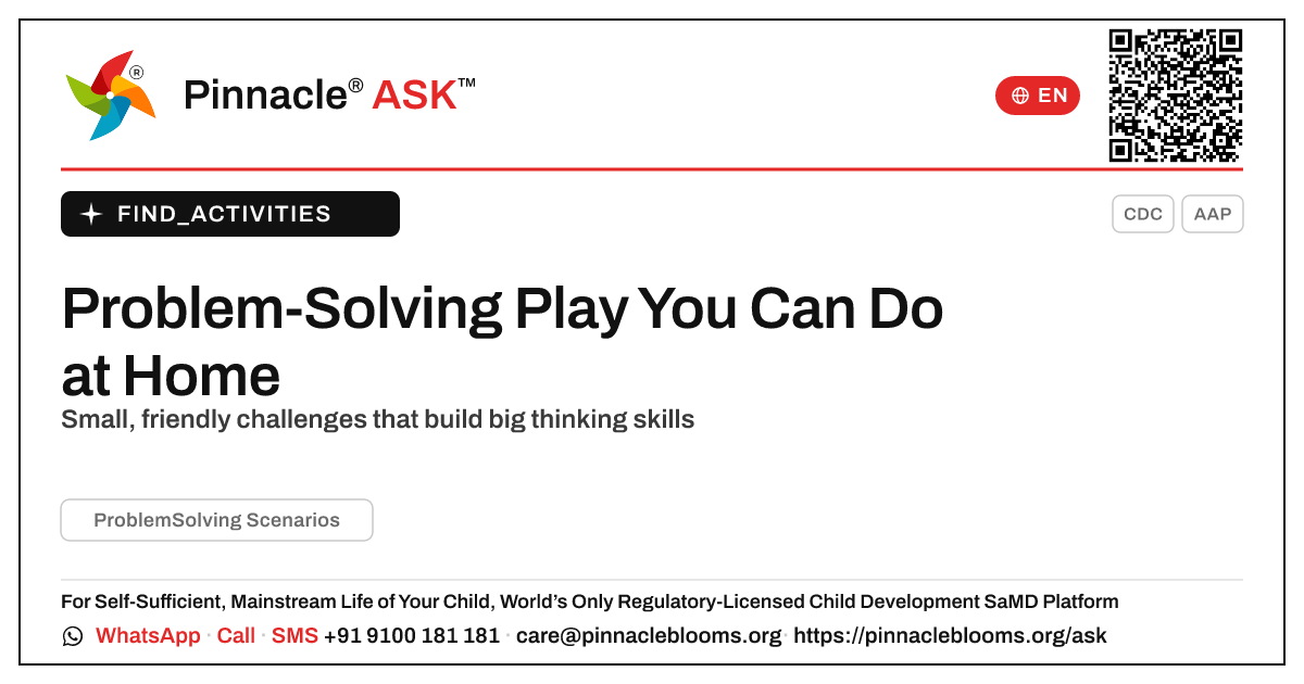 How to Work on Problem-Solving Scenarios at Home — Pinnacle Ask answer card with a short explanation and QR link