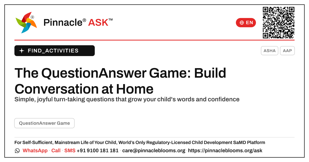How to Play the QuestionAnswer Game at Home — Pinnacle Ask answer card with a short explanation and QR link