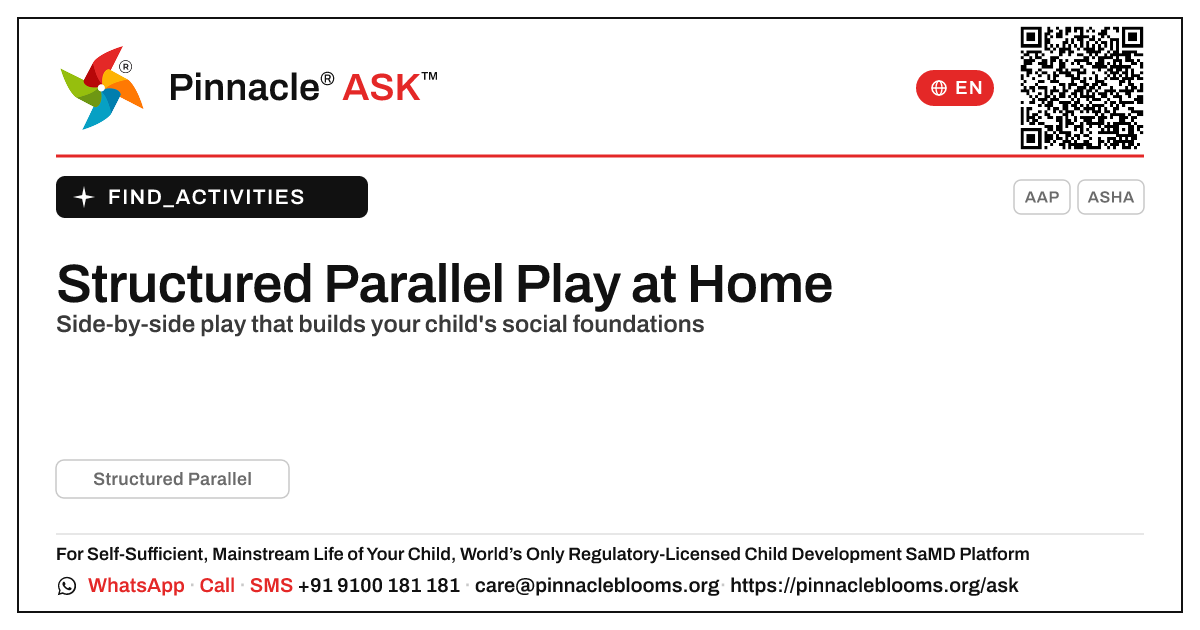 How can I work on Structured Parallel with my child at home? — Pinnacle Ask answer card with a short explanation and QR link