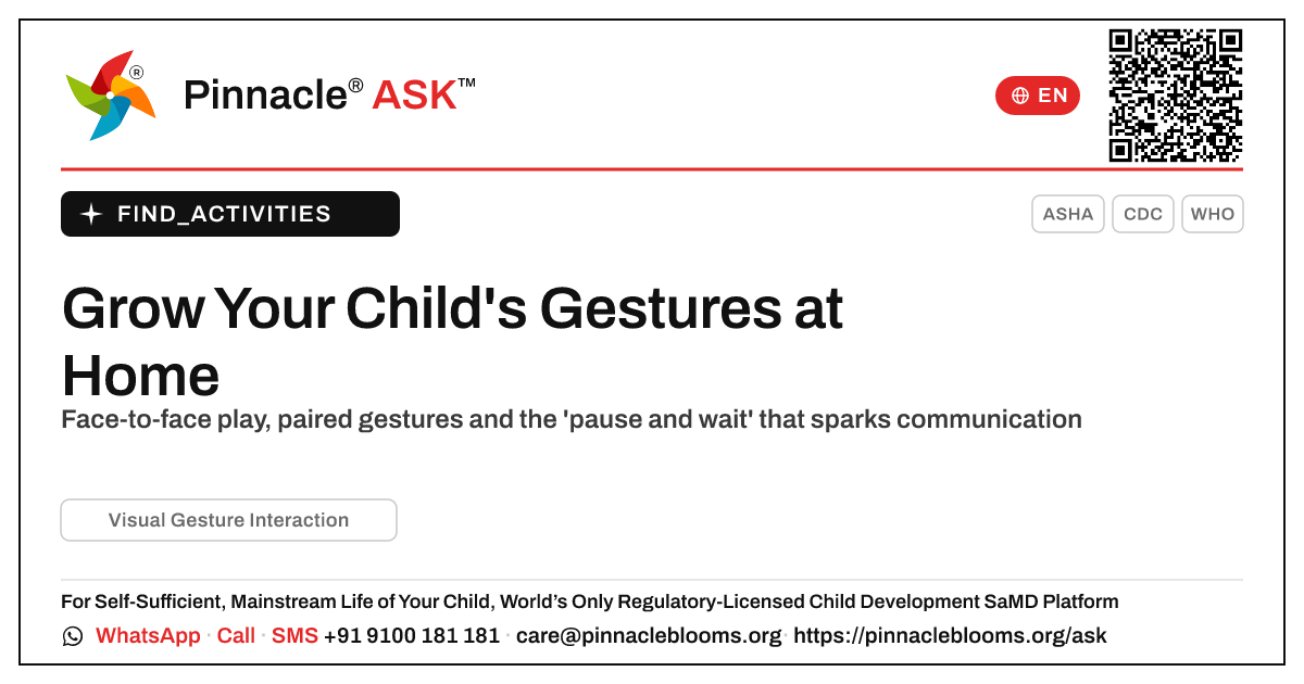 How to Work on Visual Gesture Interaction at Home — Pinnacle Ask answer card with a short explanation and QR link