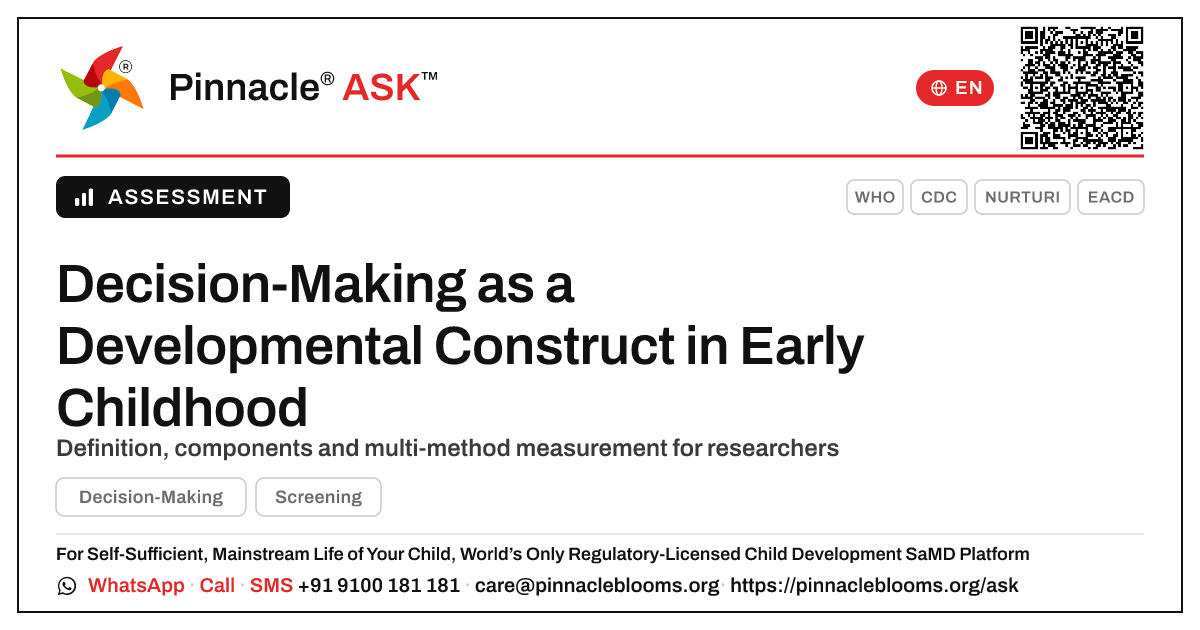 How Decision-Making Is Defined and Measured in Early Childhood Research — Pinnacle Ask answer card with a short explanation and QR link