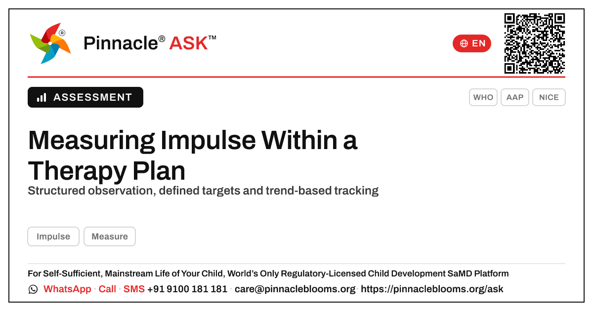 How is Impulse measured and progress-tracked within a therapy plan? — Pinnacle Ask answer card with a short explanation and QR link