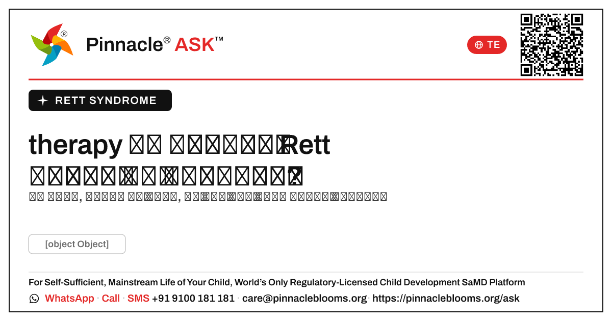 therapy ద్వారా Rett సిండ్రోమ్ ఎలా మద్దతు ఇస్తుంది? — Pinnacle Ask answer card with a short explanation and QR link