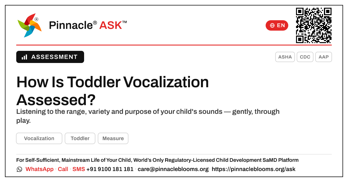 How is Vocalization assessed? — Pinnacle Ask answer card with a short explanation and QR link