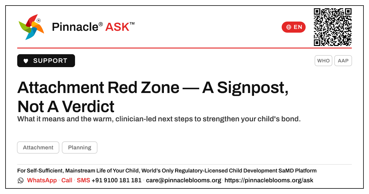 Attachment Red Zone — What To Do Next — Pinnacle Ask answer card with a short explanation and QR link