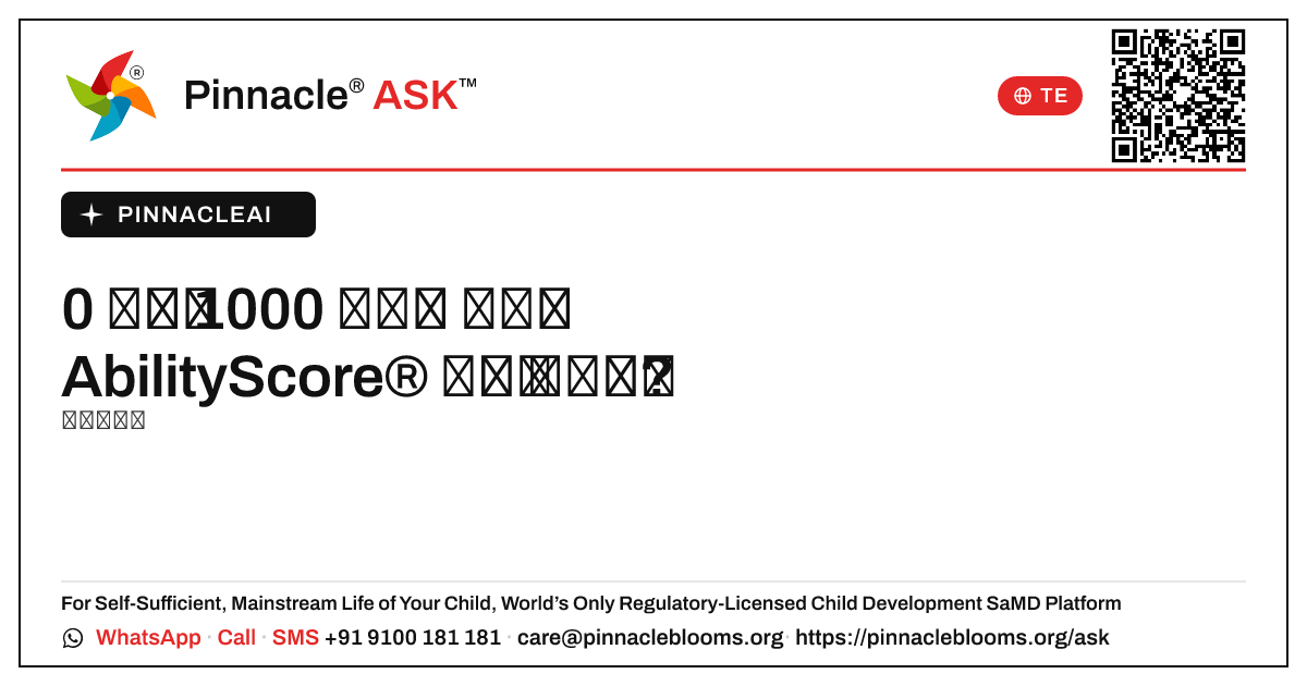 0 నుండి 1000 మధ్య ఉన్న AbilityScore® అంటే ఏమిటి? — Pinnacle Ask answer card with a short explanation and QR link