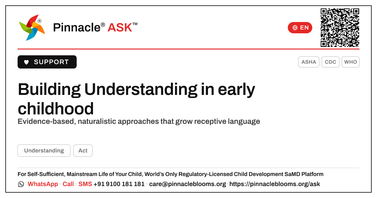 What evidence-based therapy approaches build Understanding in early childhood? — Pinnacle Ask answer card with a short explanation and QR link