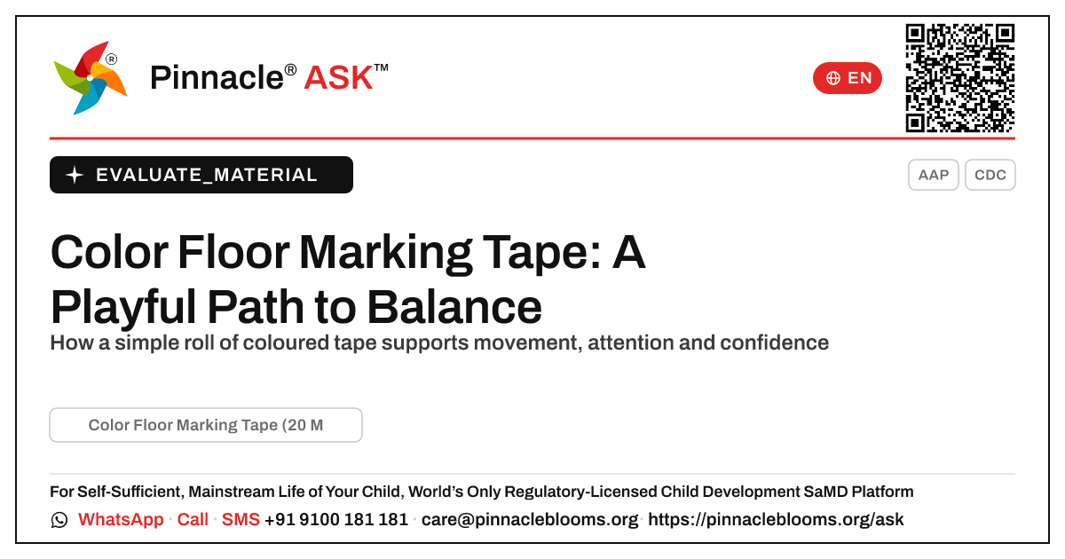 What is Color Floor Marking Tape (20 Meters), and is it right for my child? — Pinnacle Ask answer card with a short explanation and QR link