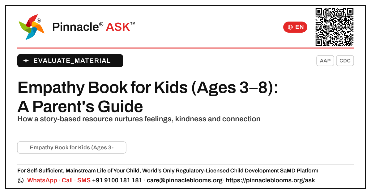 Empathy Book for Kids (Ages 3–8): Is It Right for My Child? — Pinnacle Ask answer card with a short explanation and QR link