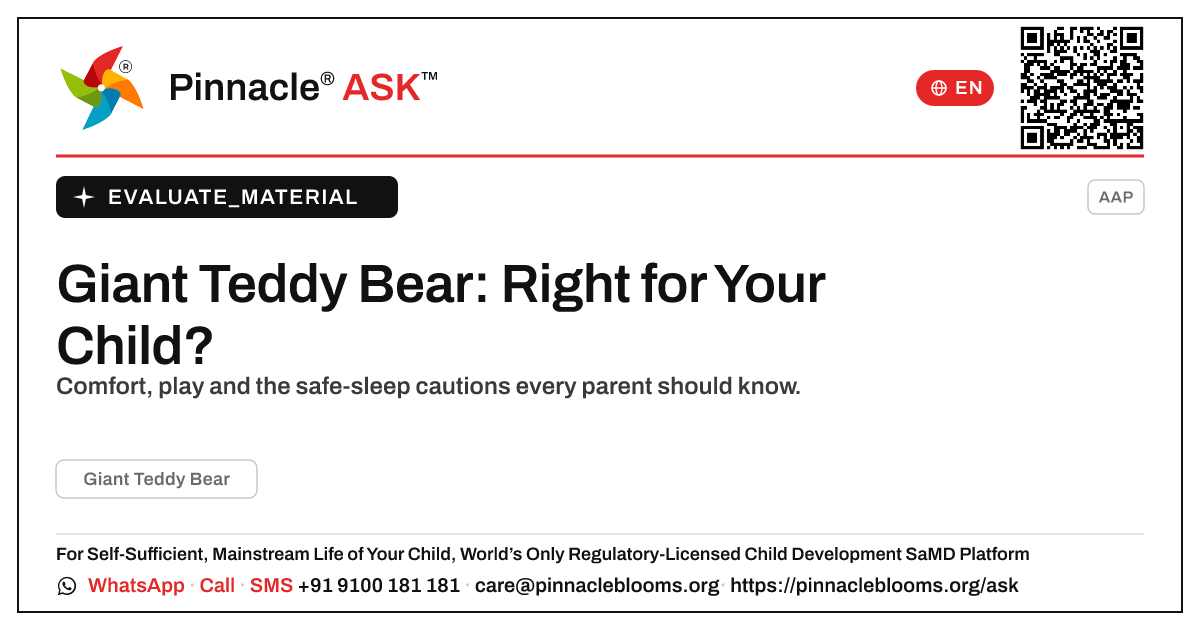 What is Giant Teddy Bear, and is it right for my child? — Pinnacle Ask answer card with a short explanation and QR link