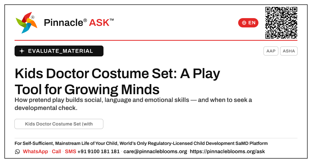 What is a Kids Doctor Costume Set, and is it right for my child? — Pinnacle Ask answer card with a short explanation and QR link