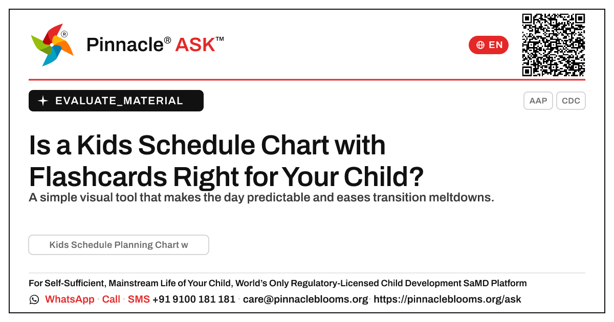 What is Kids Schedule Planning Chart with Flashcards, and is it right for my child? — Pinnacle Ask answer card with a short explanation and QR link
