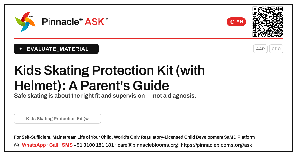 What is Kids Skating Protection Kit (with Helmet), and is it right for my child? — Pinnacle Ask answer card with a short explanation and QR link