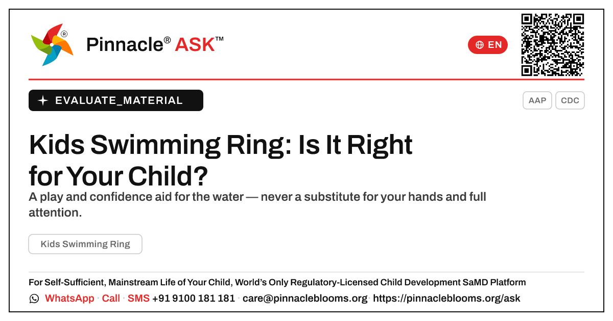 What is Kids Swimming Ring, and is it right for my child? — Pinnacle Ask answer card with a short explanation and QR link