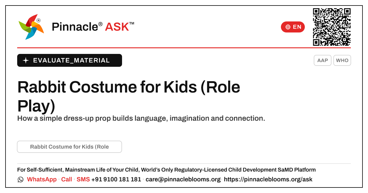 Rabbit Costume for Kids (Role Play): Is It Right for My Child? — Pinnacle Ask answer card with a short explanation and QR link