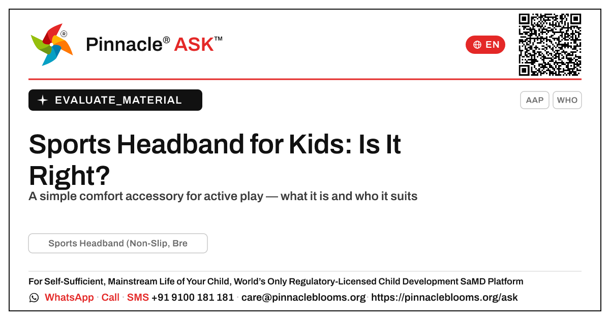 Sports Headband (Non-Slip, Breathable): Is It Right for Your Child? — Pinnacle Ask answer card with a short explanation and QR link