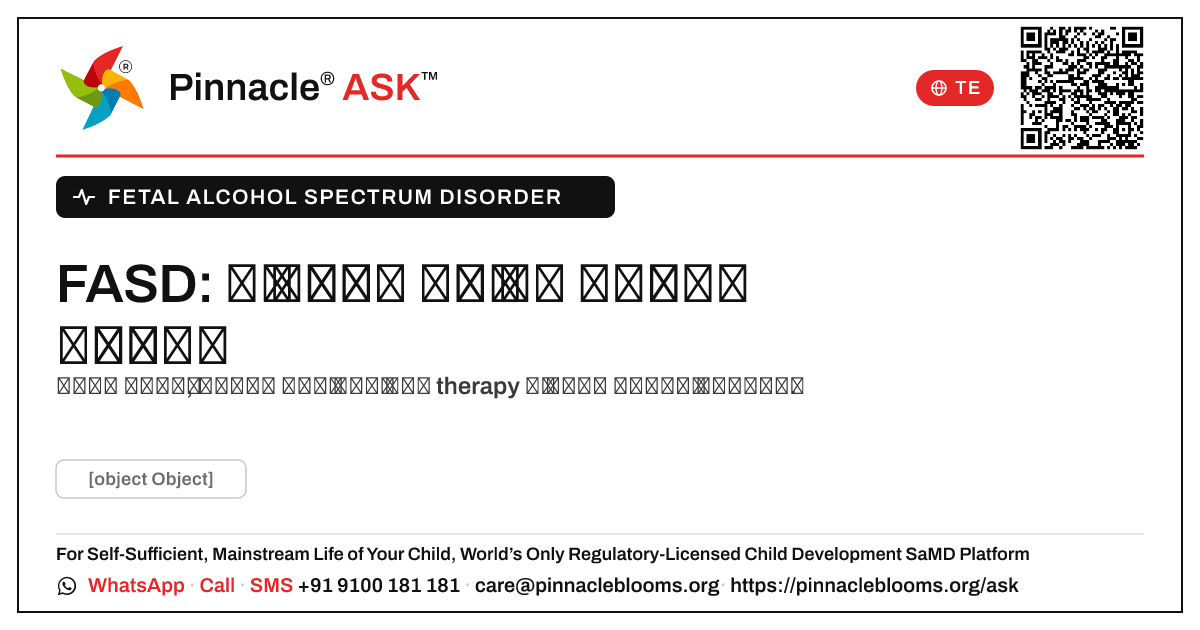 FASD ఉన్న పిల్లల భవిష్యత్తు — Pinnacle Ask answer card with a short explanation and QR link