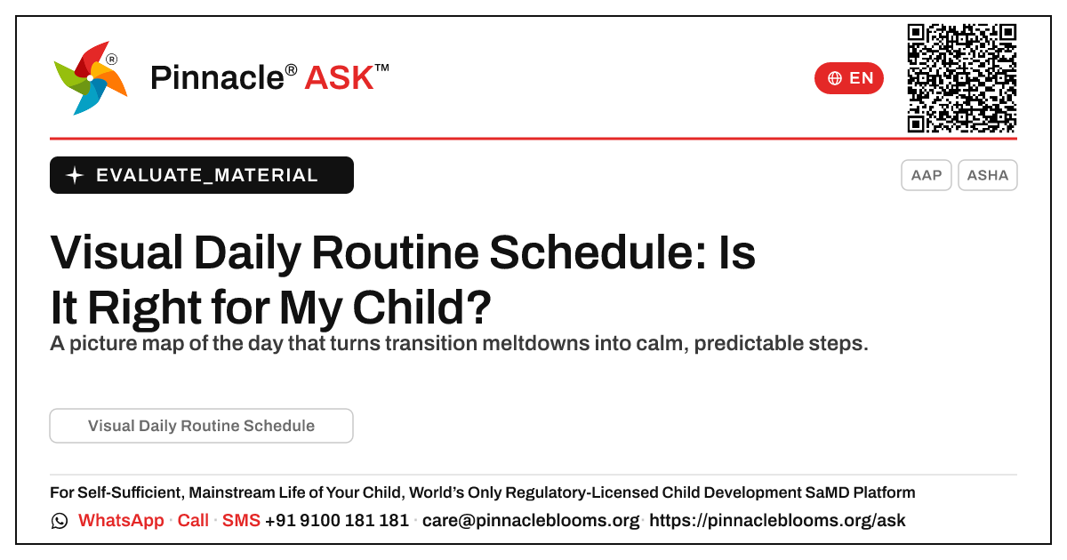Visual Daily Routine Schedule (Special Needs) — Pinnacle Ask answer card with a short explanation and QR link