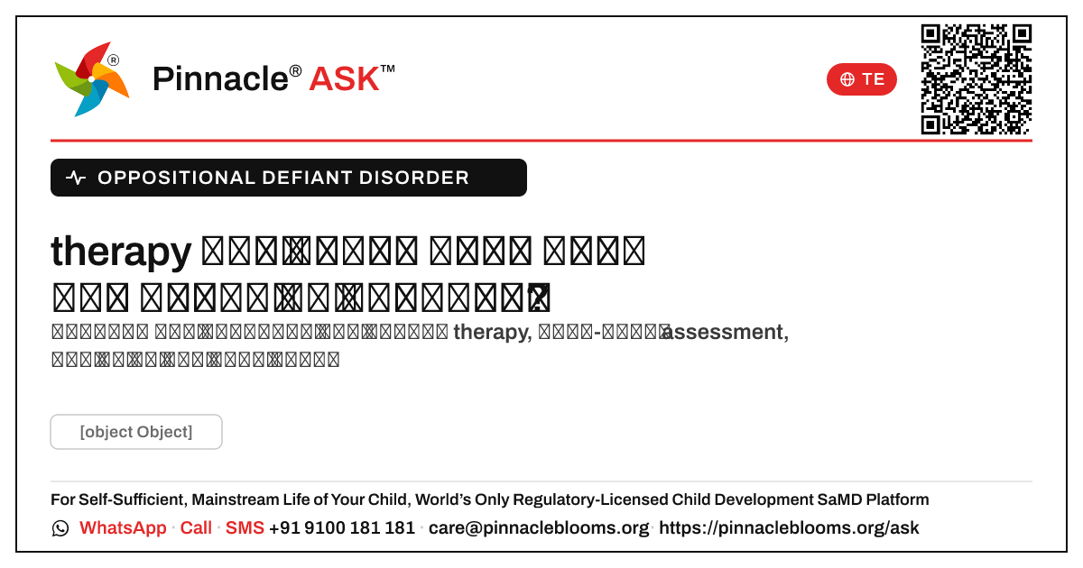 వ్యతిరేక ధిక్కార రుగ్మత కోసం therapy — Pinnacle Ask answer card with a short explanation and QR link