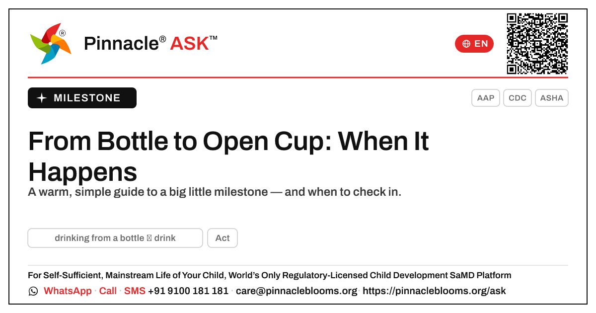Bottle to Open Cup: When Children Make the Switch — Pinnacle Ask answer card with a short explanation and QR link