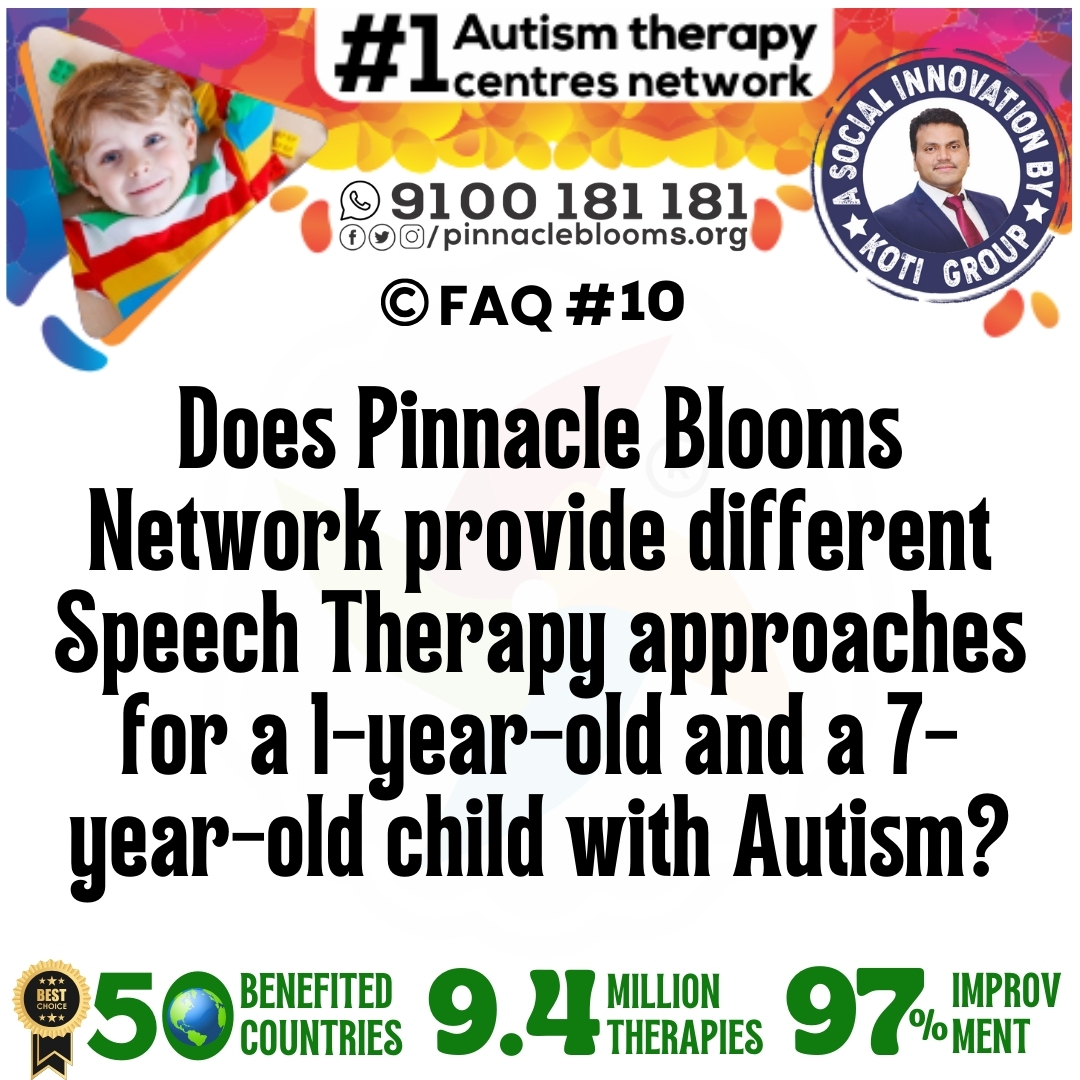 Does Pinnacle Blooms Network provide different Speech Therapy approaches for a 1-year-old and a 7-year-old child with Autism?