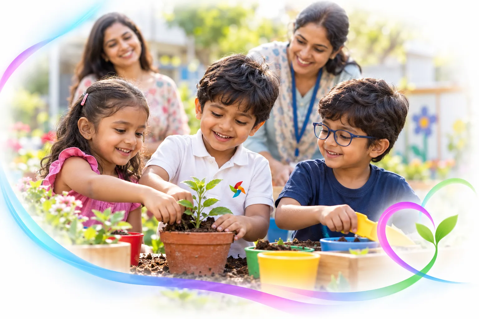 Illustrative child participating in school, family and everyday life with growing independence.
