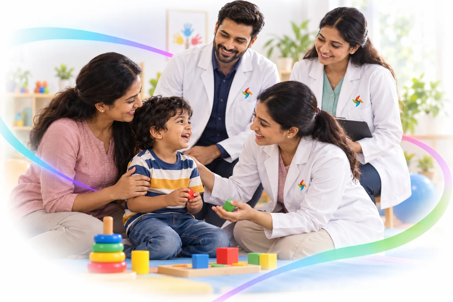 Illustrative Pinnacle professionals supporting a child and family with continuity and care.